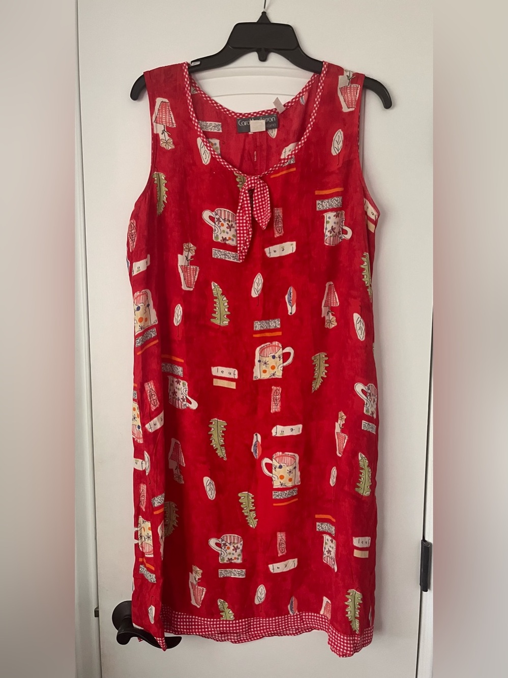 Carol Anderson Red Printed Sleeveless Tie-Neck Midi Dress